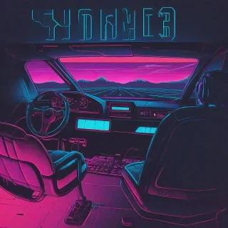 1980s synthwave inspired scene