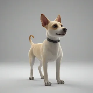 3d animation of a pet, on a plain white background, even lighting