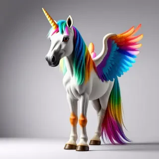 rainbow unicorn with rainbow wings full body view
