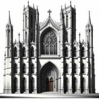 A Gothic cathedral with a Cruciform architectural plan and intricate details on the exterior