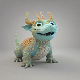 3D cartoon, hand-drawn, magical creature, on a plain white background, even lighting
