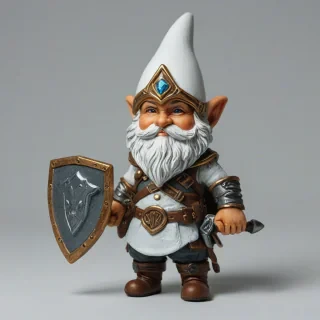 Valkyrie gnome, on a plain white background, even lighting
