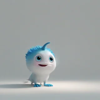 3D animation, cute, mystical creature, short body, rounded features, bright lighting, on a plain white background, even lighting