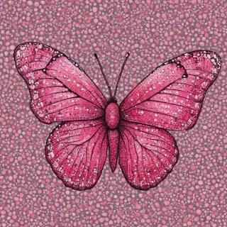 Pointillism style of a pink butterfly