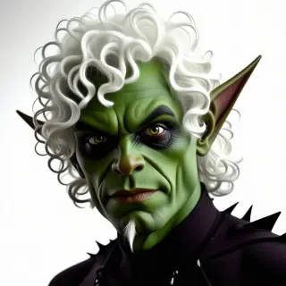 green goblin with white curly wig