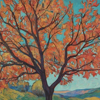 Fauvism style of a maple tree
