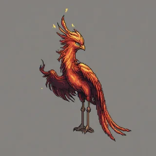Pixel art of a phoenix
