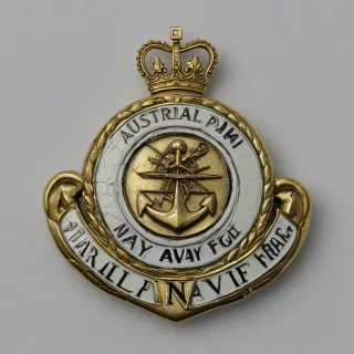 Australian navy Principal warfare office badge, on a plain white background, even lighting