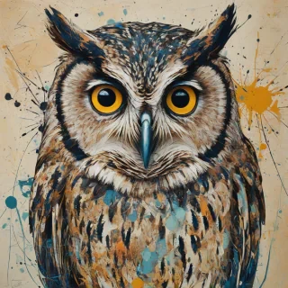 abstract expressionism style owl