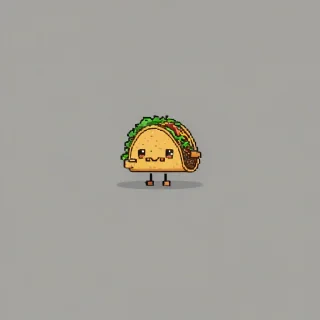 taco in pixel art style, full-body view, on plain white background