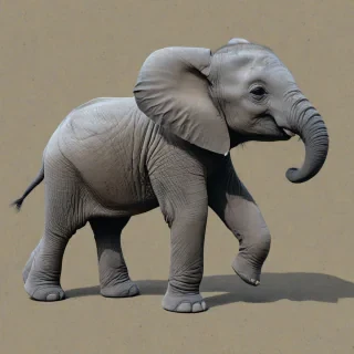 Cutout art of a baby elephant