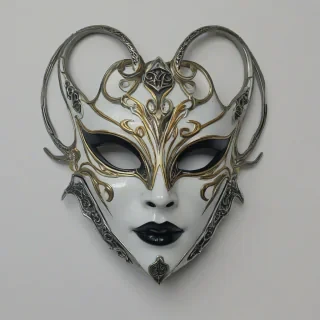fantasy style face mask, no humans, on a plain white background, even lighting