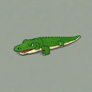 chibi pixel art of green alligator, on a plain white background, even lighting
