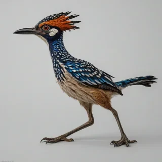 cartoon roadrunner, on a plain white background, even lighting