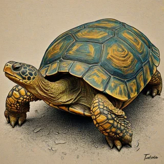 Pop art painting of a tortoise