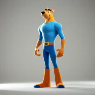 A full-body view of a character, a Hanna-Barbera cartoon character, standing on a plain white background, with a wide-angle shot, dynamic shadows, and a bright backlight, in the style of a cartoonl illustration, with bold lines and vibrant colors, on a plain white background, even lighting