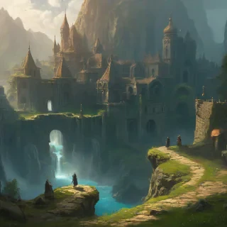 Marc Simonetti style fantasy scene