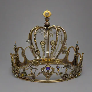 steampunk style princess crown, on a plain white background, even lighting
