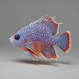 Coral, modernist pet, full-body view, on white background, vibrant colors, on a plain white background, even lighting 