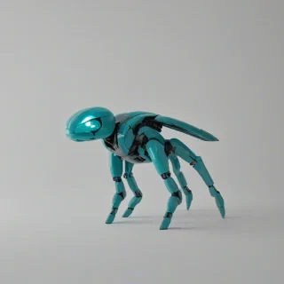 Turquoise wearable gadget, full-body view, on a plain white background, sci-fi style, on a plain white background, even lighting 