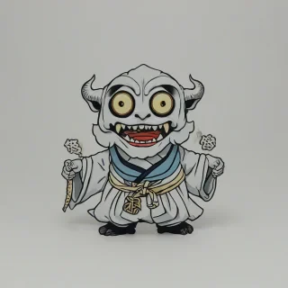 Yokai style spirit, on a plain white background, even lighting