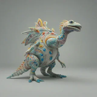 3D cartoon, hand-drawn, magical creature, on a plain white background, even lighting