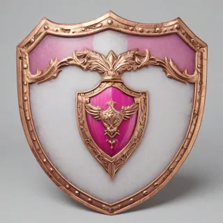 Fantasy pink shield, full-body view, on a plain white background