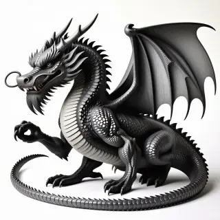 Huge grey dragon, full body view