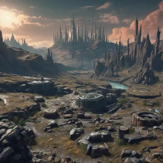 Aetherpunk landscape scene