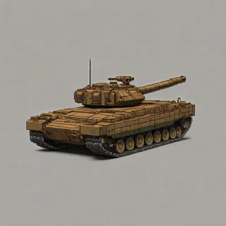 pixel art brown military tank, on a plain white background, even lighting