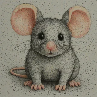 Pointillism style of a baby mouse