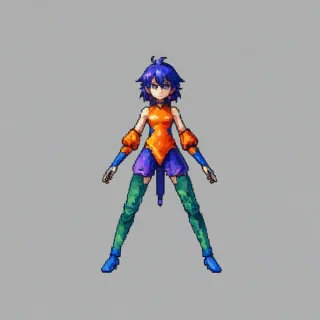 2d sprite character, vivid colors, full body visible, on a plain white background, even lighting