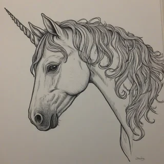 Line drawing of a unicorn