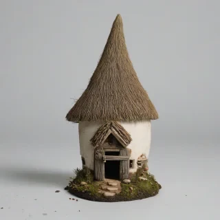 gnome mud hut, on a plain white background, even lighting