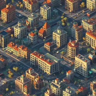 Low poly art of a city