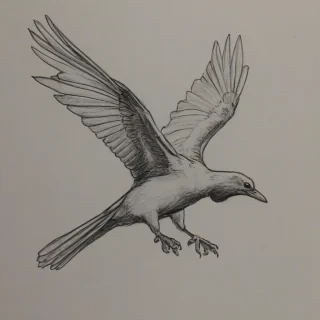 Sketch drawing of a flying bird