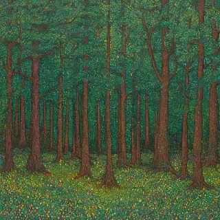 Pointillism style of a forest