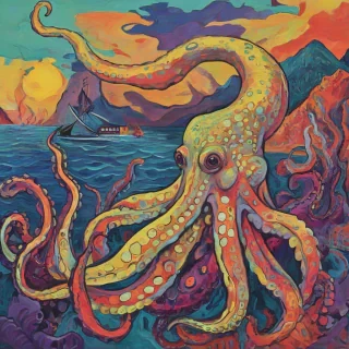 Fauvism style of a kraken