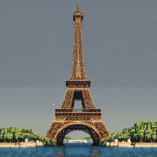 Pixel art of the Eiffel tower
