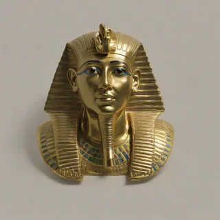 gold bust of and Egyptian Pharoah, on a plain white background, even lighting