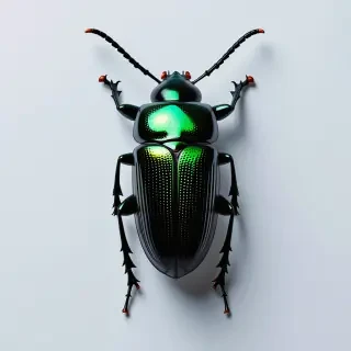 illuminated jewel beetle with two antennas