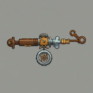 chibi, pixel art style, steampunk tool gadget on a plain white background, even lighting, on a plain white background, even lighting