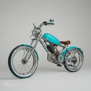 Turquoise, Renaissance, full-body view, wide shot, transportation device on a plain white background