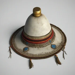 game asset style Mongolian hat, on a plain white background, even lighting