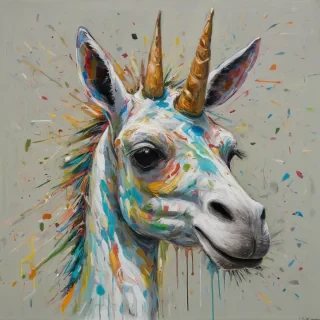 abstract expressionism llamacorn head