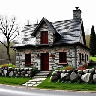 cottage with stone walls