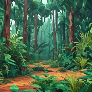Low poly art of a rainforest