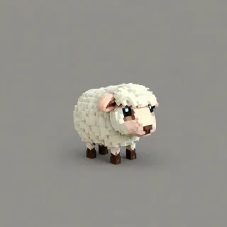 chibi pixel art style sheep, on a plain white background, even lighting