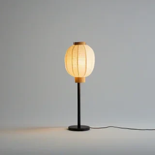 table top paper lantern lamp, on a plain white background, even lighting