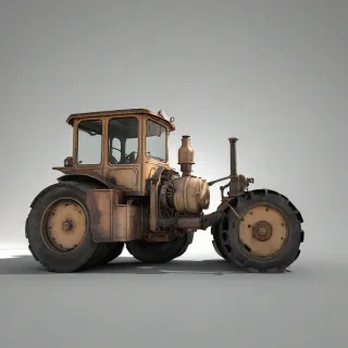 A steam roller, full-body view, on a plain white background, with a wide shot, in a digital art style, with dynamic shadows and backlight, with the steam roller's wheels and engine prominently visible, on a plain white background, even lighting 